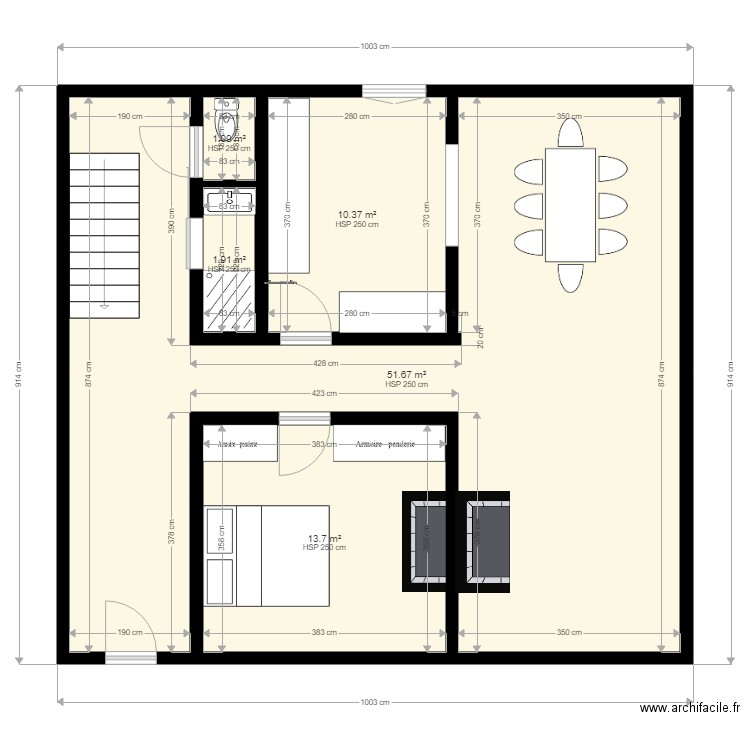 maison Chaze3. Plan de 5 pièces et 79 m2