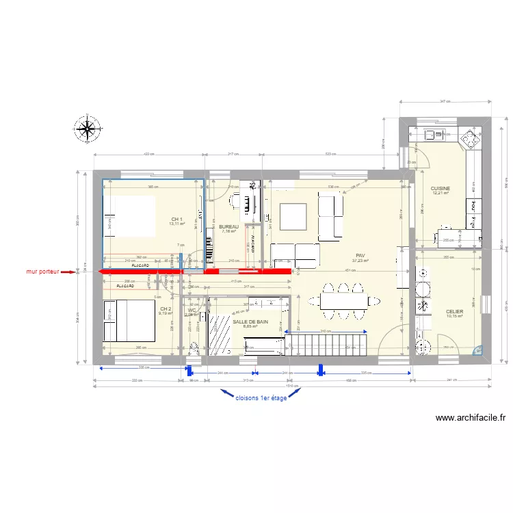 RENOVATION TEST 10 isolation par l'interieur BIS. Plan de 