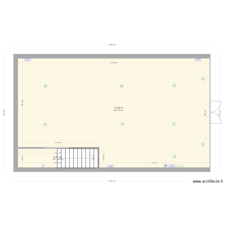 magasin savonnette. Plan de 2 pièces et 84 m2