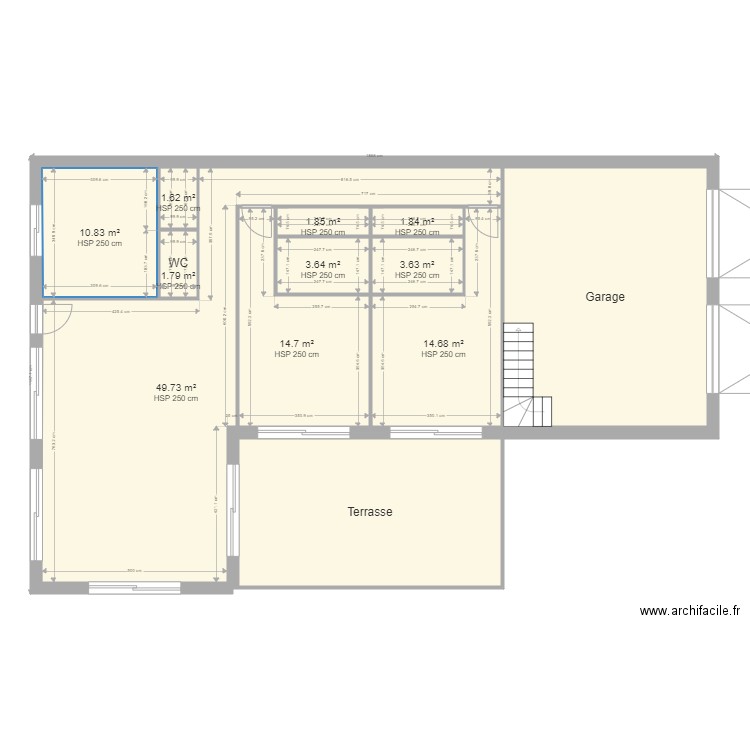 Projet L 150m2. Plan de 34 pièces et 499 m2