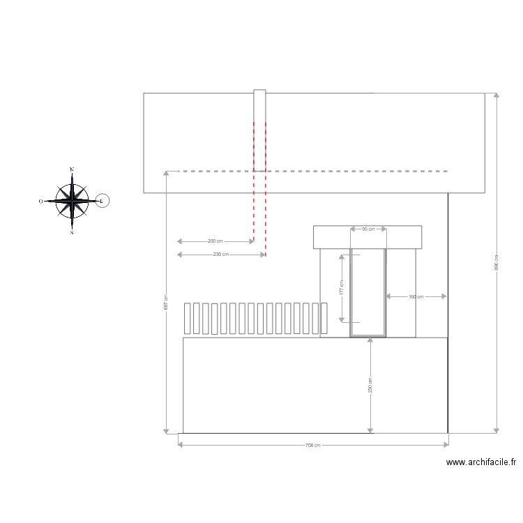 Mams Façade Est avec extension 01. Plan de 0 pièce et 0 m2