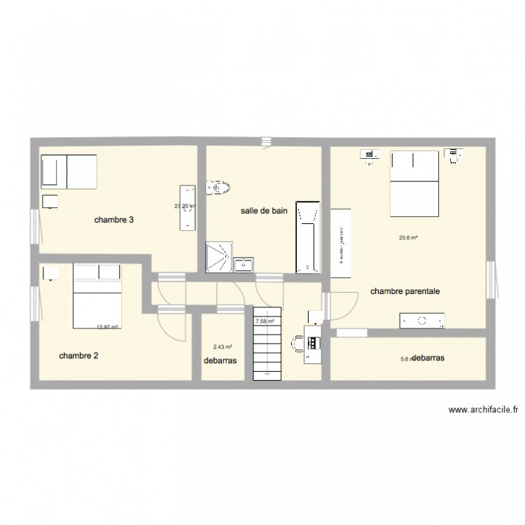 Etage Maison Fengshui Plan Dessiné