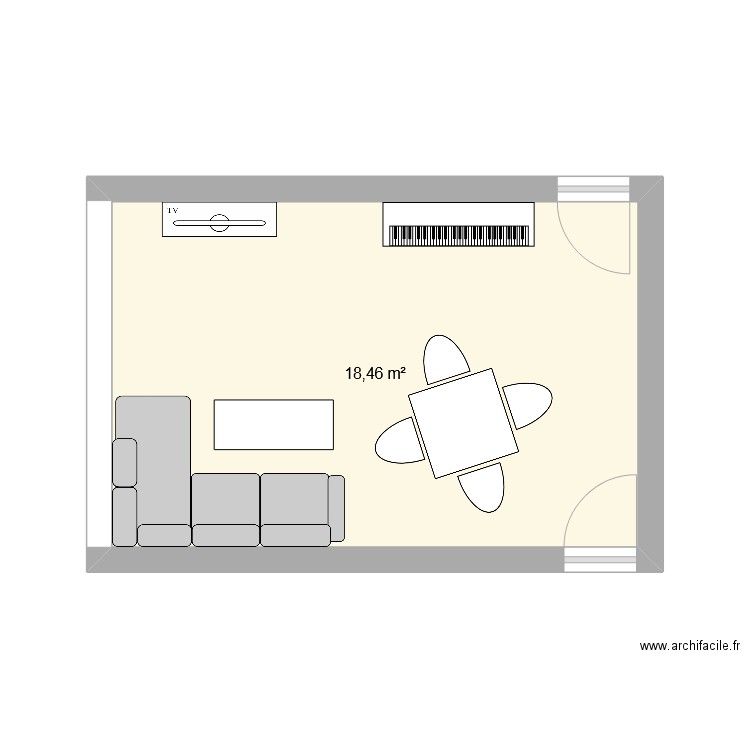 Plan salon. Plan de 1 pièce et 18 m2