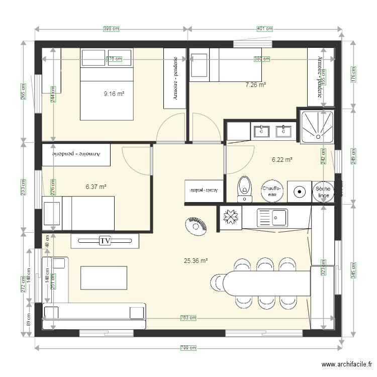 carré 62 m2. Plan de 0 pièce et 0 m2