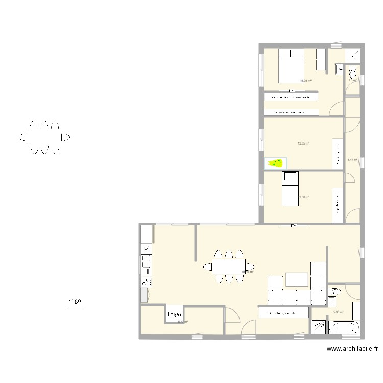 maison en l. Plan de 0 pièce et 0 m2