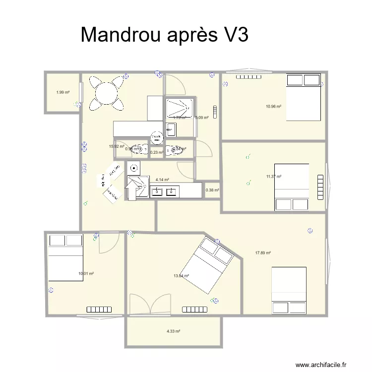 Castelneau Mandrou apr&egrave;s V3. Plan de 