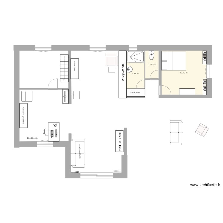 Plan RDC BCA 02 2022. Plan de 3 pièces et 17 m2