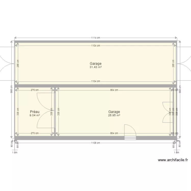 Plan garages avant. Plan de 