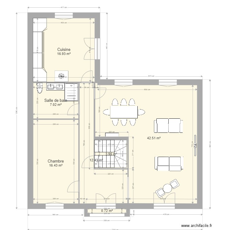 OZICINGOZ RDC. Plan de 7 pièces et 100 m2