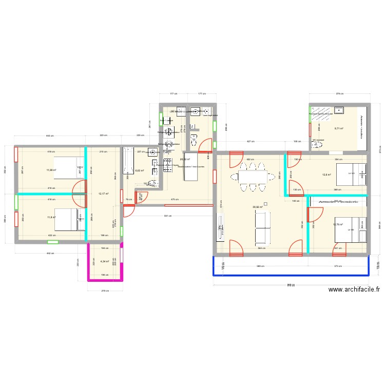 3 mares ter. Plan de 13 pièces et 133 m2