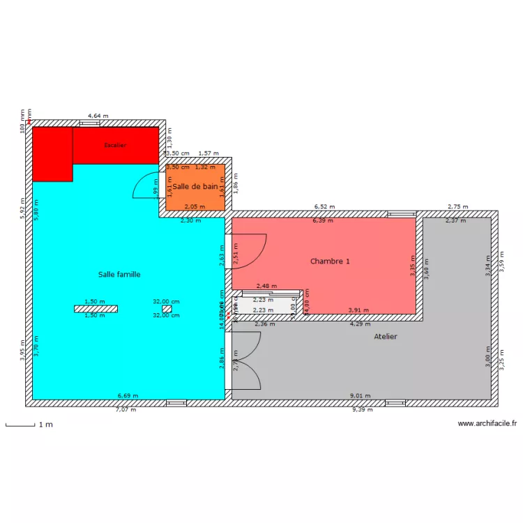 Sous-sol 1 chambres. Plan de 