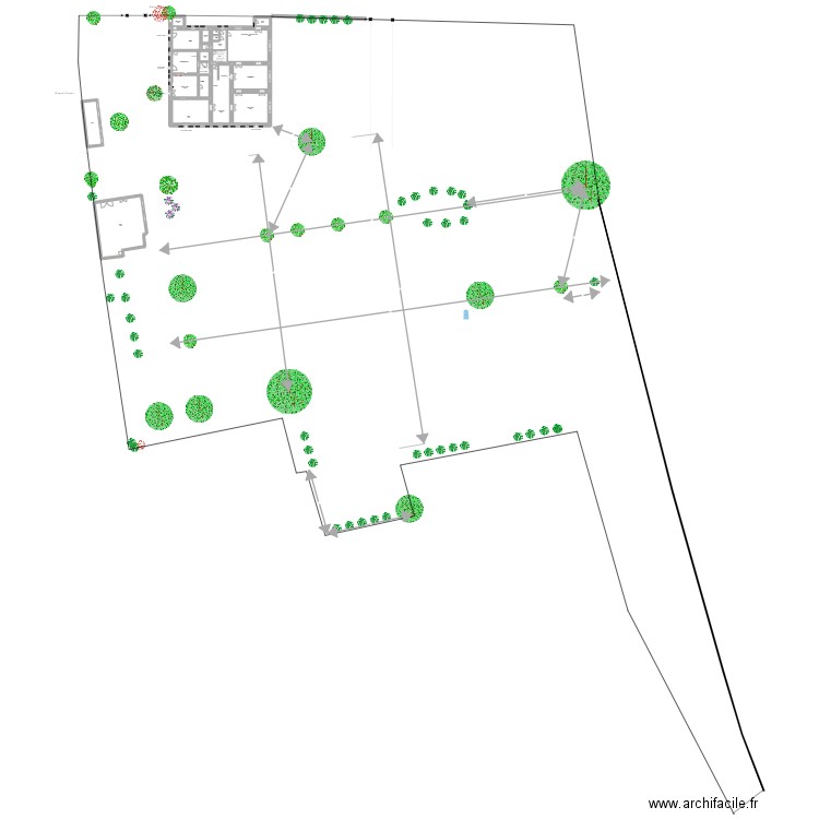 RDC + Plan Extérieur 1 _essai 1. Plan de 21 pièces et 520 m2