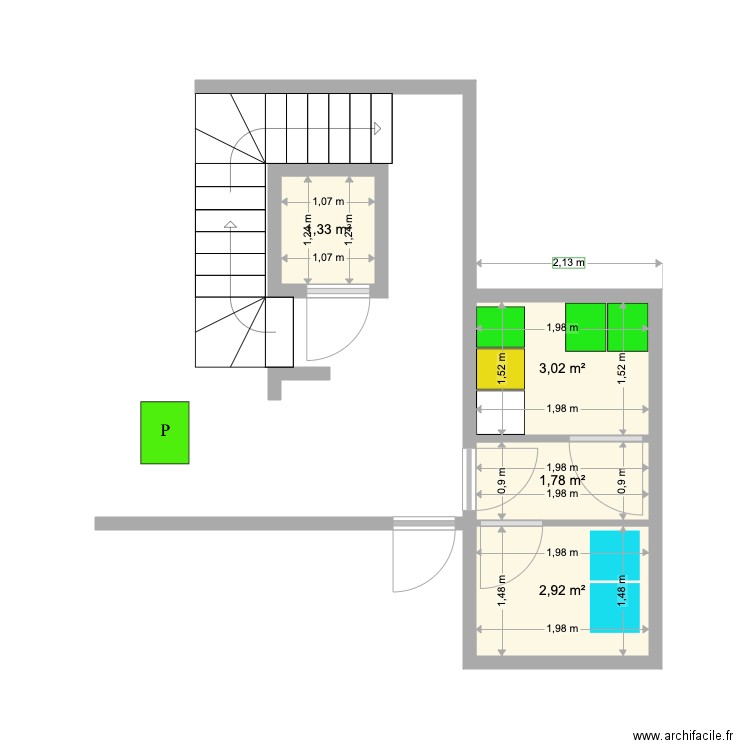 Local Laverie et Poubelle. Plan de 4 pièces et 9 m2