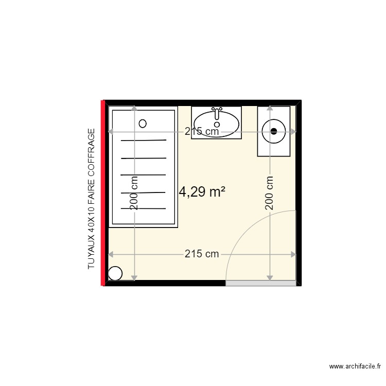 FAUVERGUE CECILE . Plan de 1 pièce et 4 m2