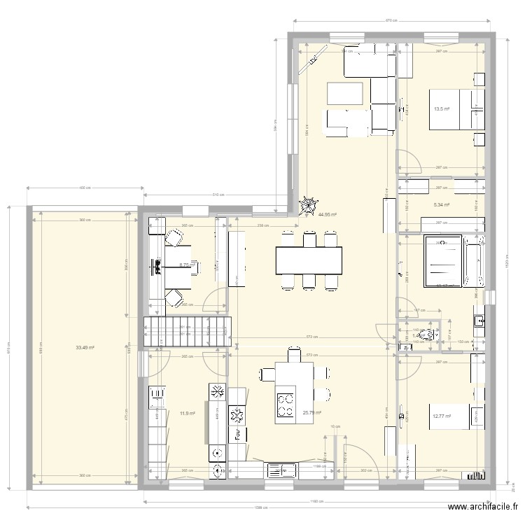 rdc3meublé. Plan de 0 pièce et 0 m2