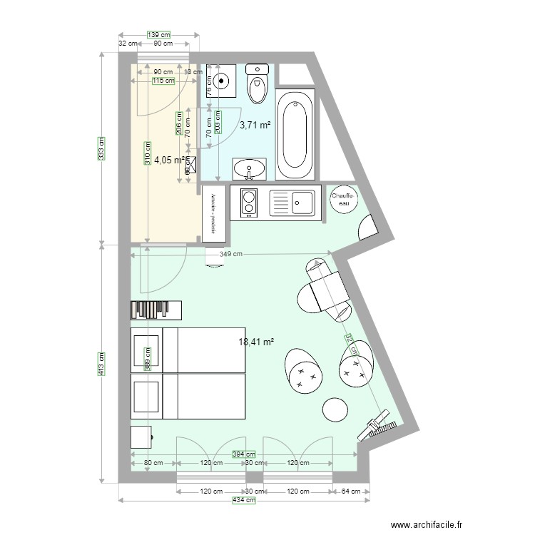 studio 7 ff. Plan de 0 pièce et 0 m2