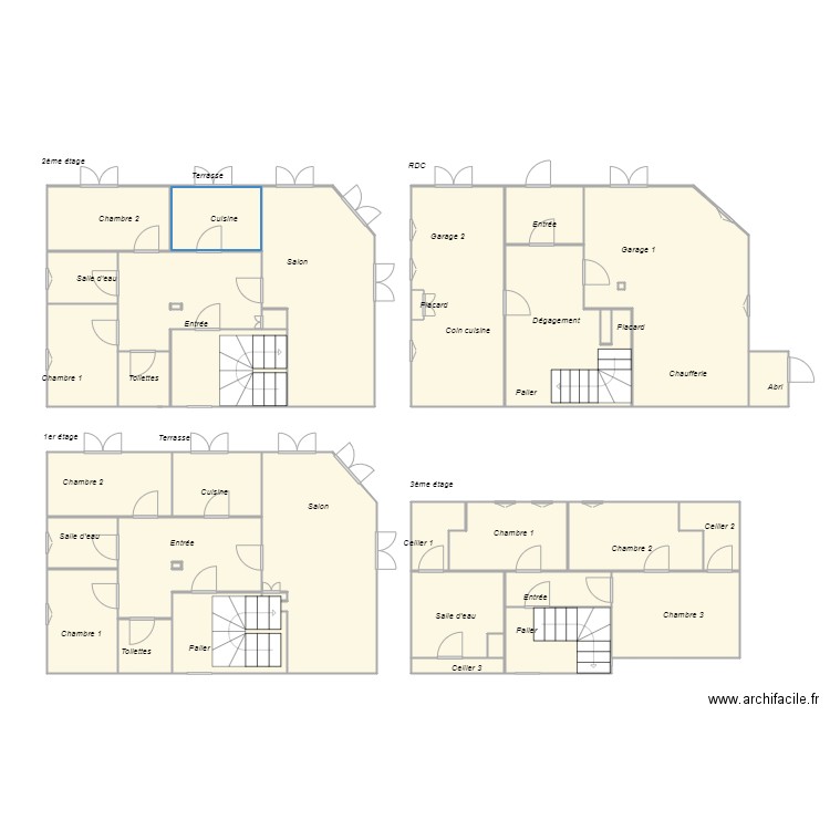 Croquis RUBES. Plan de 38 pièces et 154 m2