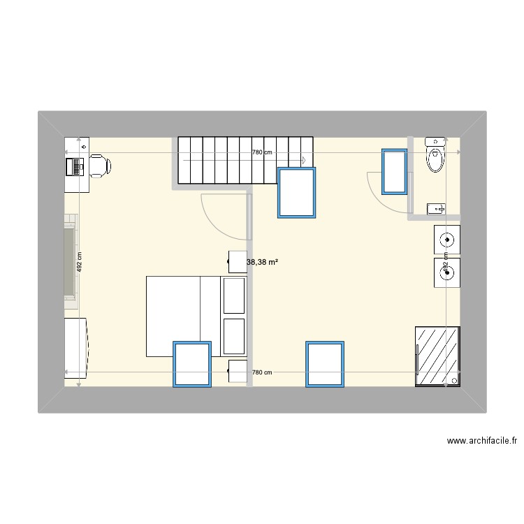 Veridy étage escalier actuel. Plan de 0 pièce et 0 m2