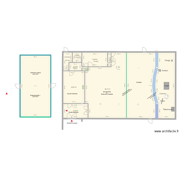 Christ Ressuscité extension. Plan de 11 pièces et 331 m2