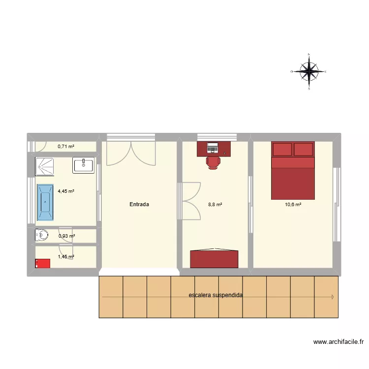 Primera planta (Entrada). Plan de 7  et 37 m²