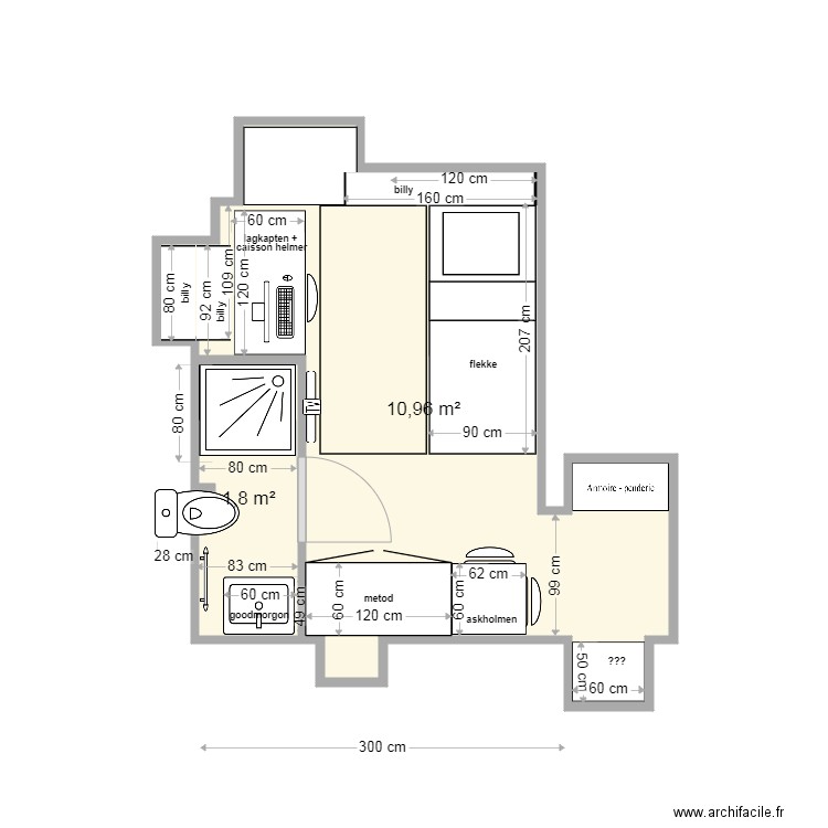 STUDIO ST LEGER 21 11 19 1214. Plan de 2 pièces et 13 m2