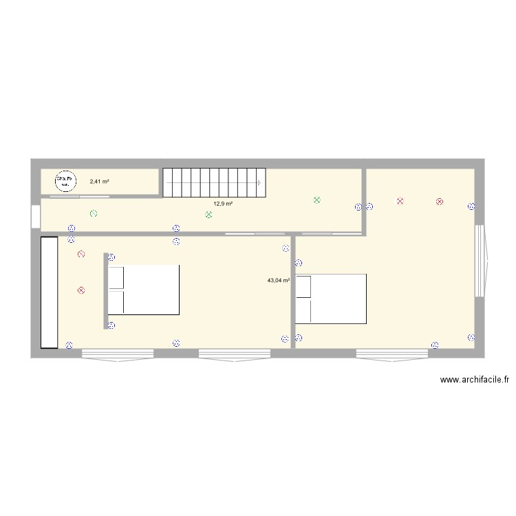 bouillet. Plan de 3 pièces et 58 m2