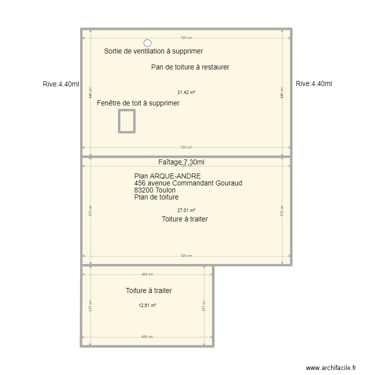 Plan ARQUE-ANDRE. Plan de 4 pièces et 72 m2