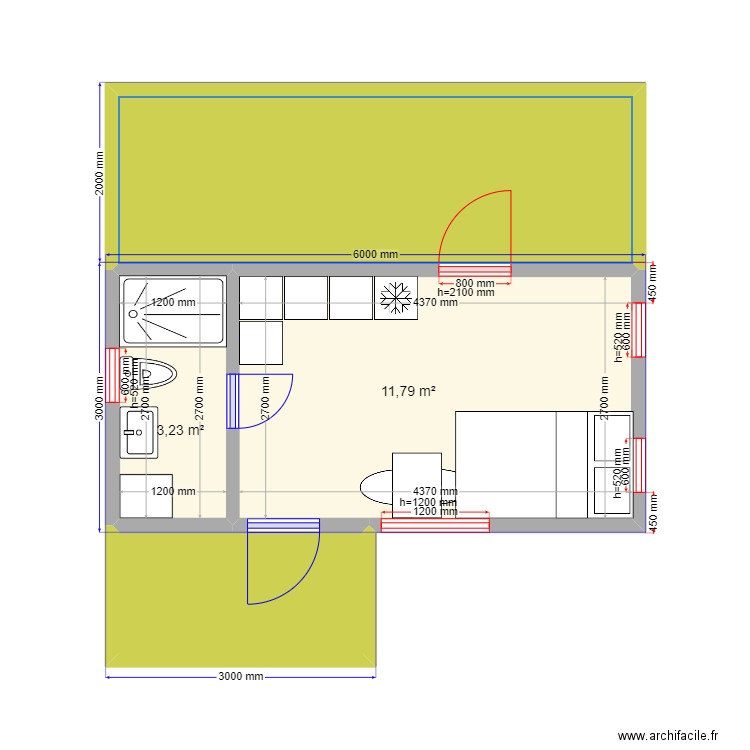 9864. Plan de 4 pièces et 29 m2