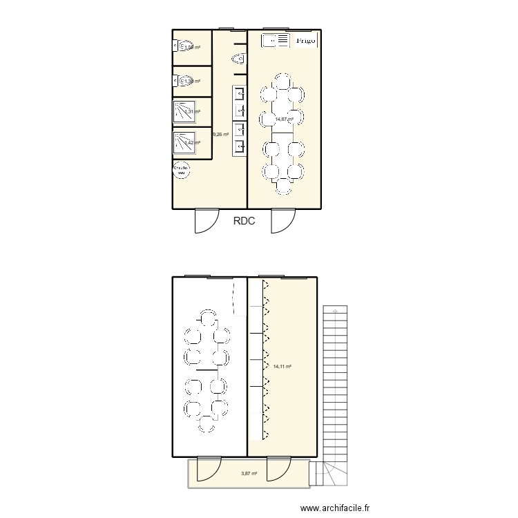 EGCS BELLEVILLE . Plan de 8 pièces et 48 m2