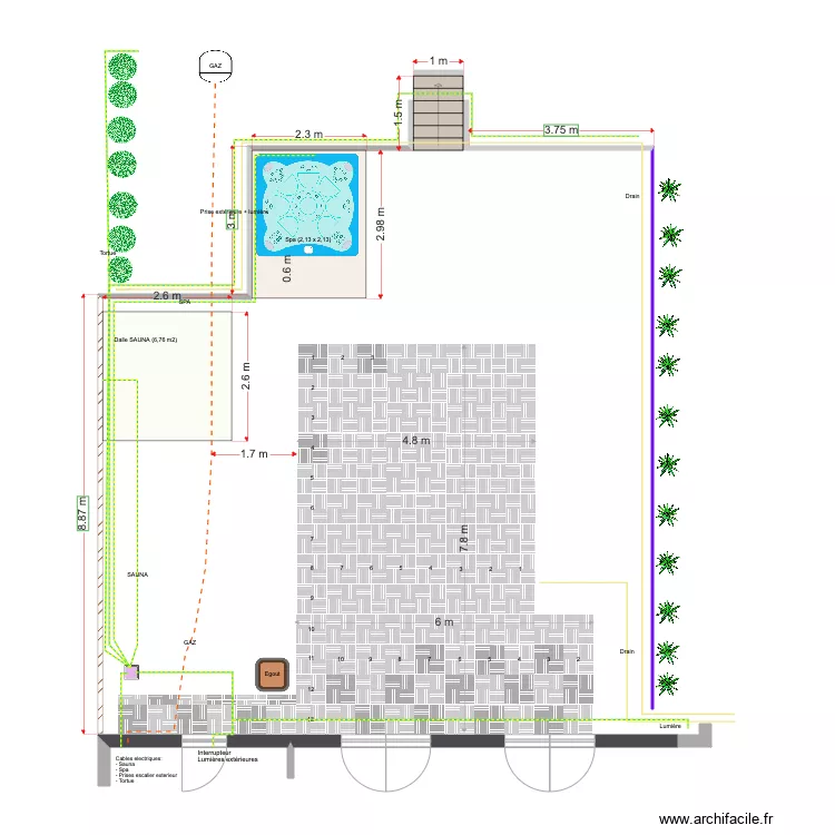 SPASAUNA7electricit&eacute;. Plan de 