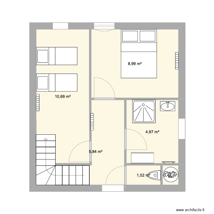 apart maé. Plan de 7 pièces et 65 m2