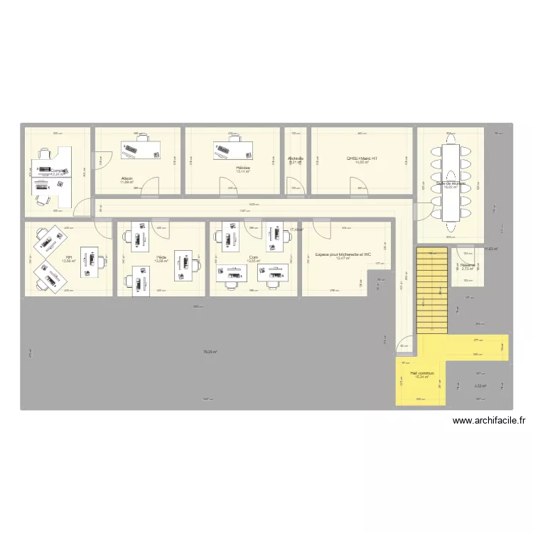 Nouveaux bureaux FOETZ apr&egrave;s transformation. Plan de 