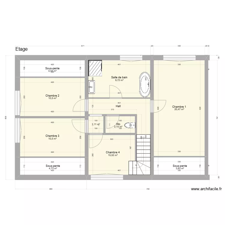 Volontaires 88 &eacute;tage bis. Plan de 