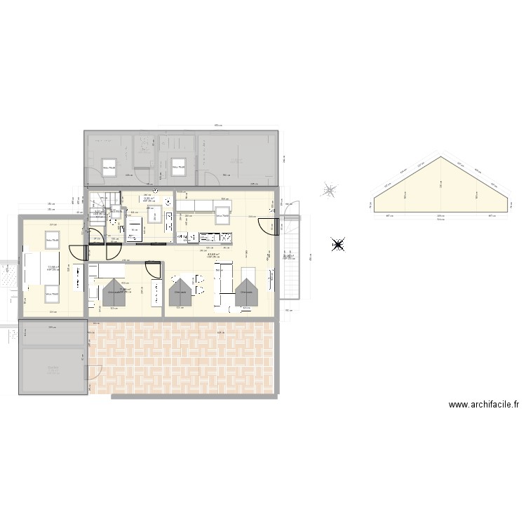 Petit Cosquet 2 version avec etage V6. Plan de 14 pièces et 215 m2