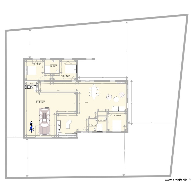 Salon de 5m. Plan de 10 pièces et 1044 m2