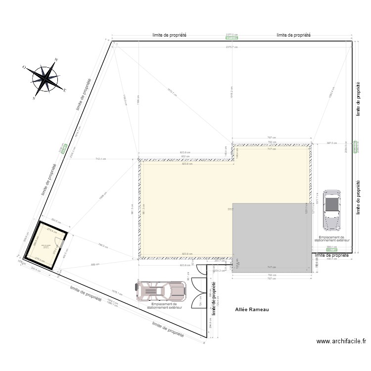 Planmasse emprise au sol1. Plan de 2 pièces et 190 m2