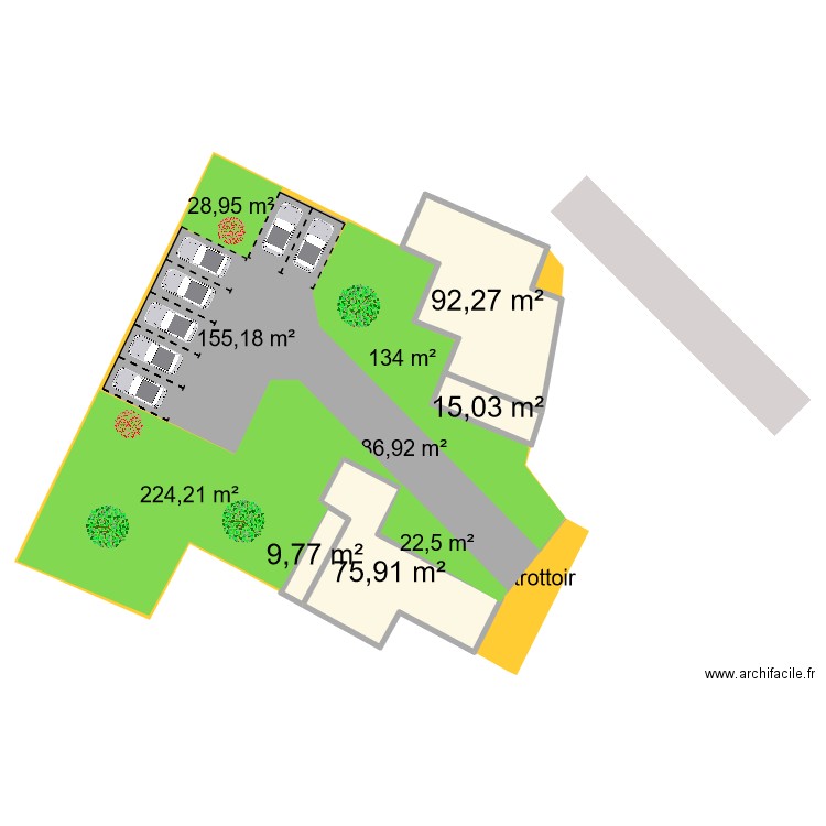 Plan extérieur surfaces. Plan de 4 pièces et 193 m2