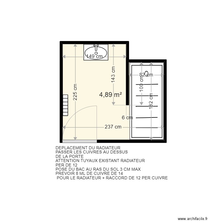 THUEUX VALERY . Plan de 1 pièce et 5 m2