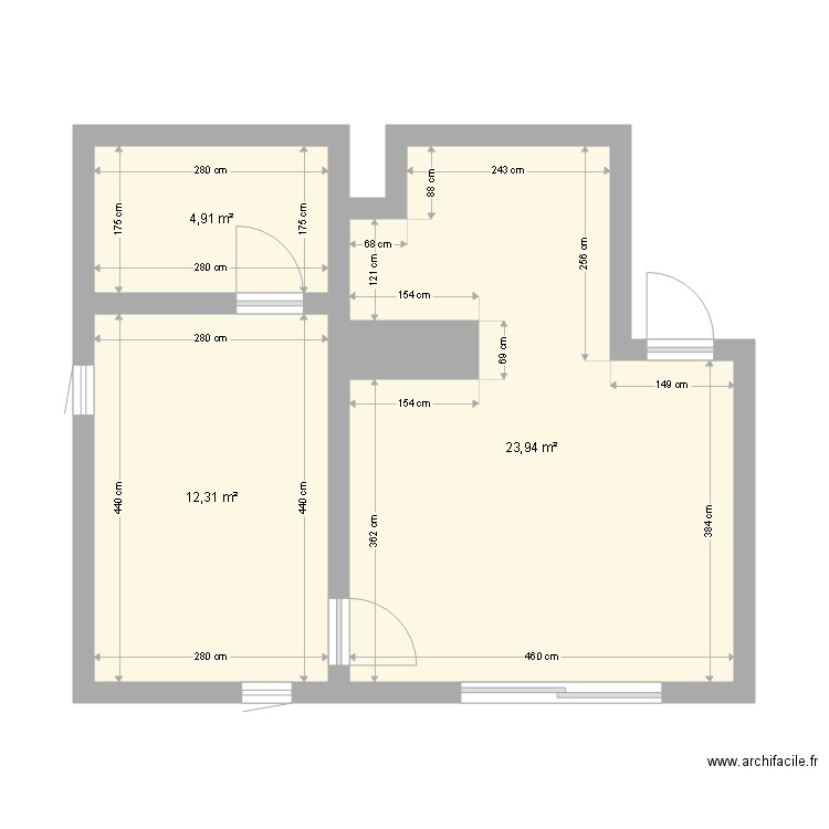 Plan appartement 2. Plan de 3 pièces et 41 m2