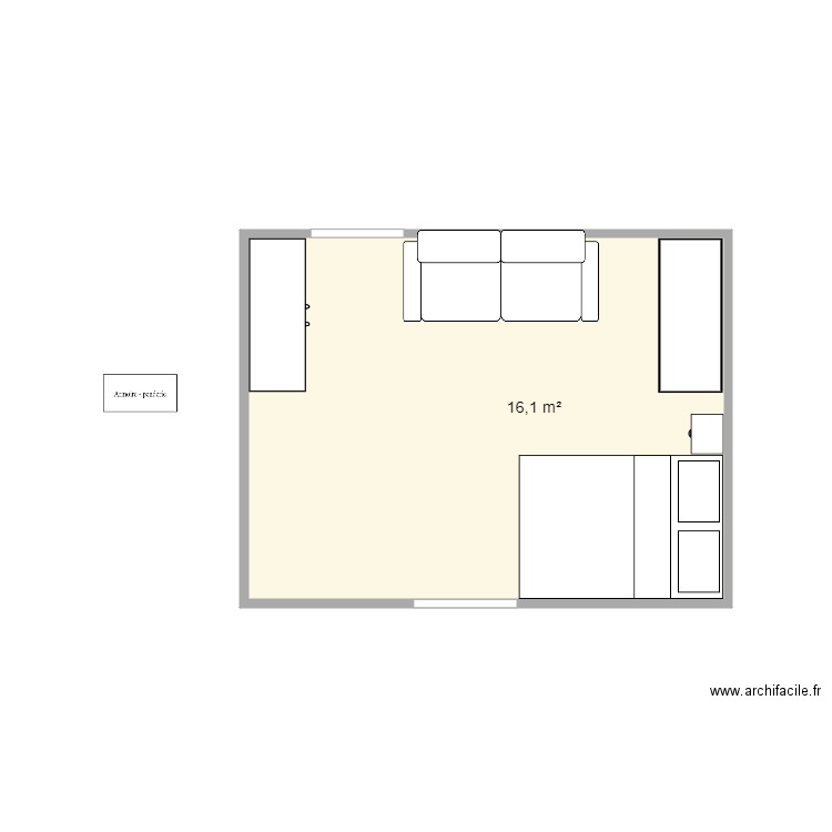 chambre buandrie. Plan de 1 pièce et 16 m2