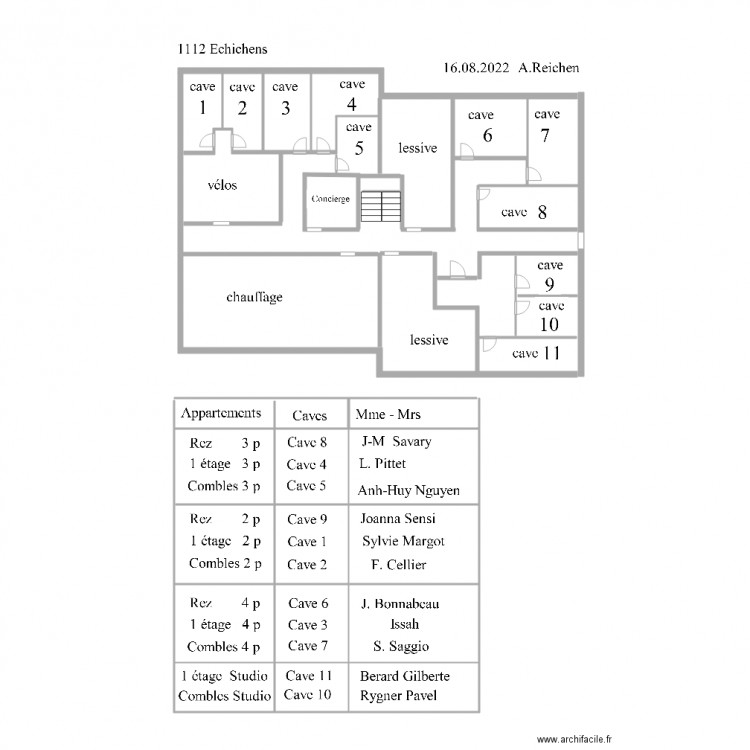 Rte du Village 48C . Plan de 9 pièces et 61 m2