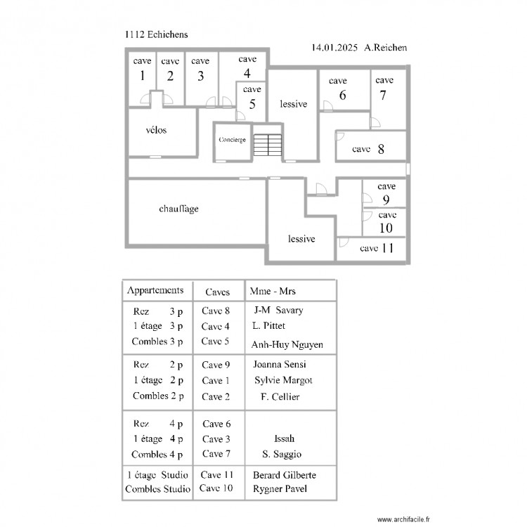 Rte du Village 48C . Plan de 9 pièces et 61 m2