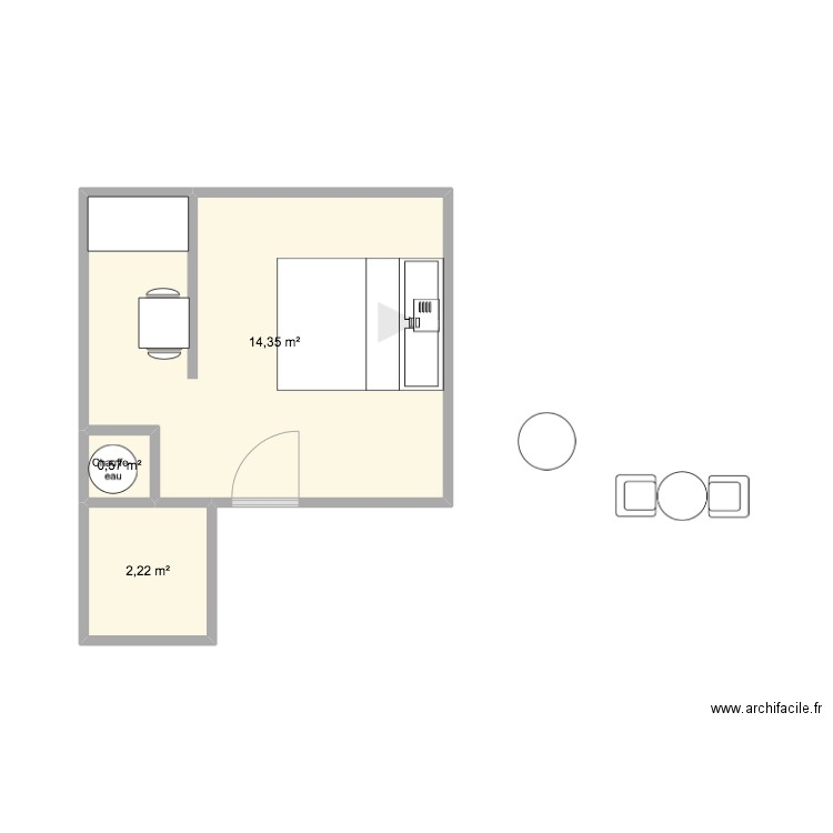 STUDIO 1 ET 2 ETAGE. Plan de 3 pièces et 17 m2