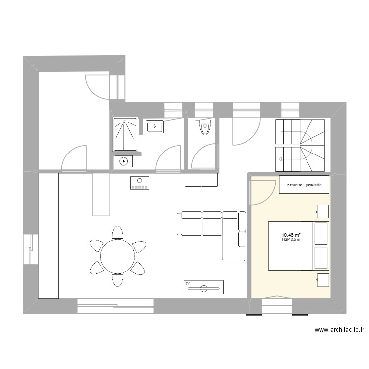 plan fanny 5. Plan de 1 pièce et 10 m2
