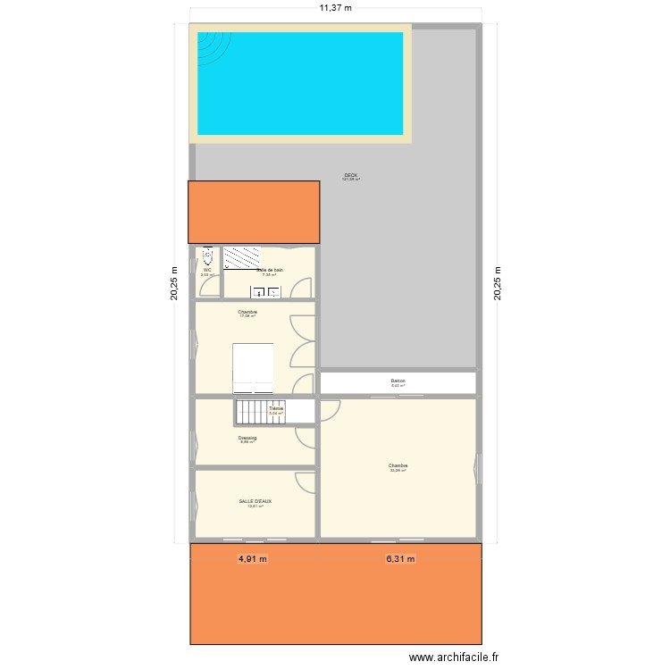 Lolo 2. Plan de 9 pièces et 211 m2