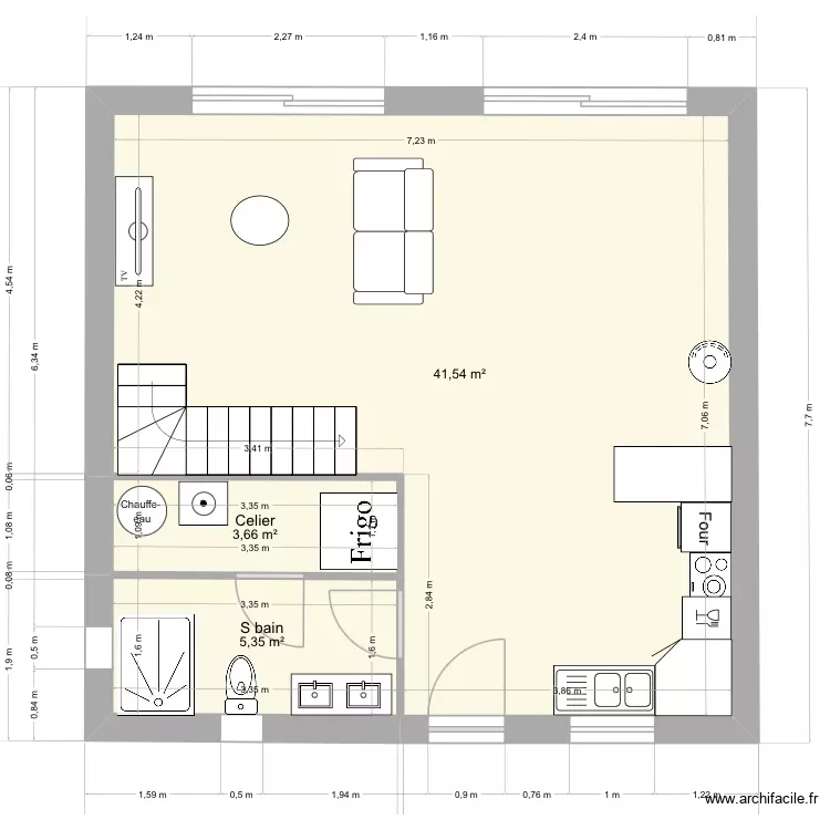 50m2brice4... Plan de 3 Pièces et 51 m²