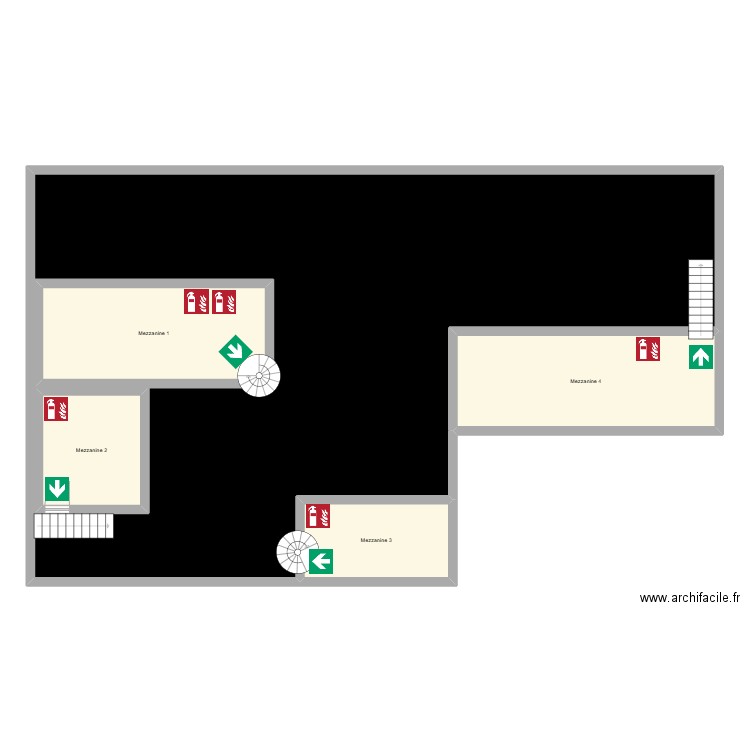 Plan des mezzanines. Plan de 5 pièces et 281 m2