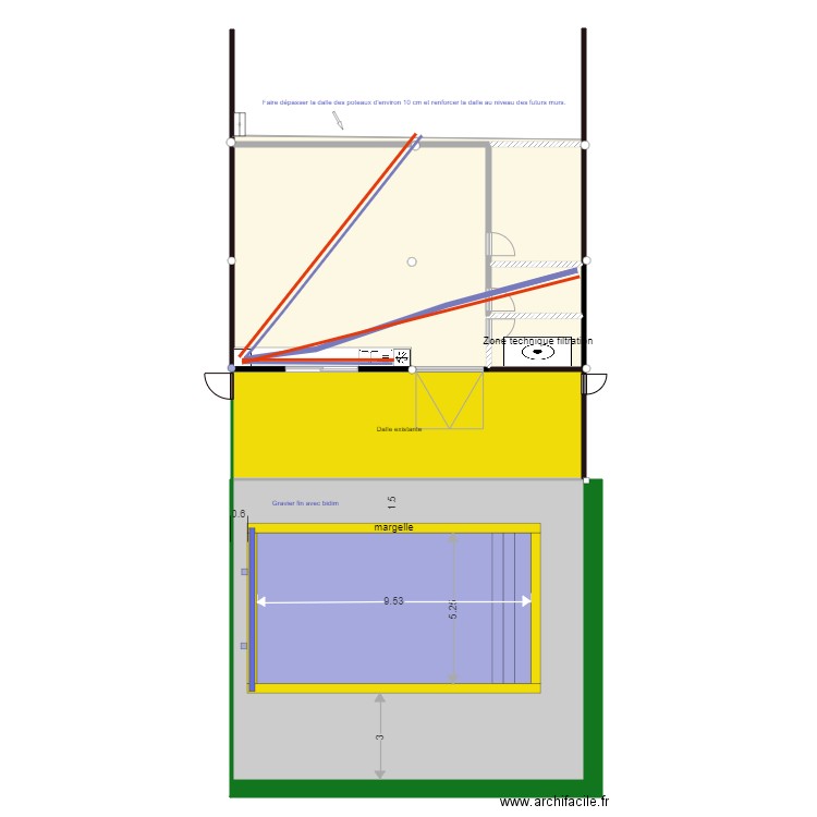 Piscine La Plaine - vue de dessus V8. Plan de 7 pièces et 263 m2