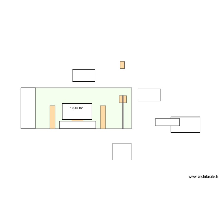 plan de face. Plan de 1 pièce et 10 m2