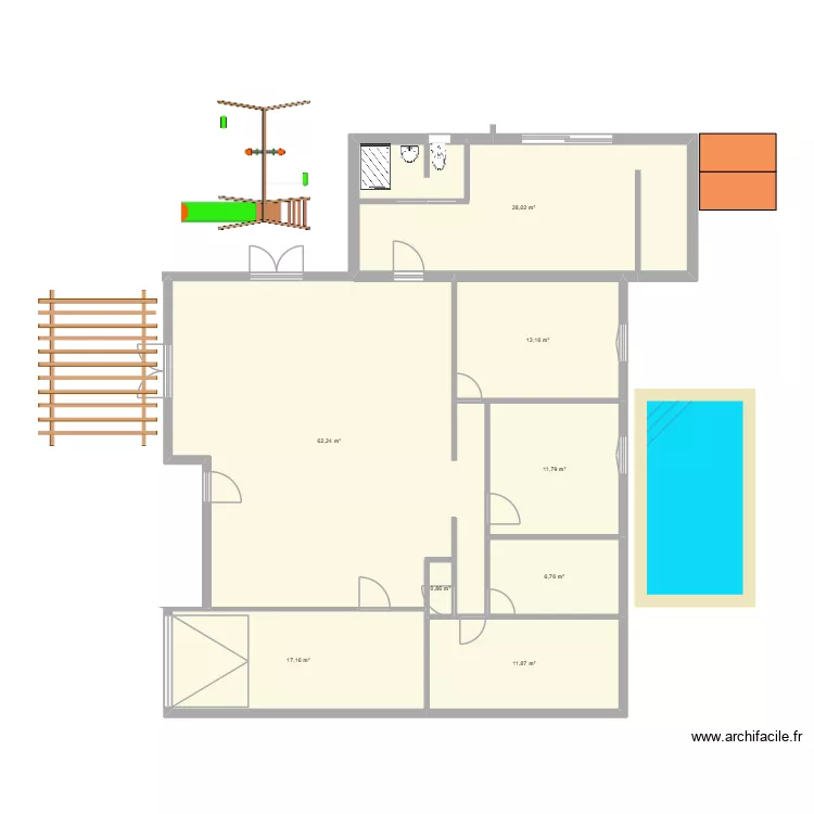 maison plus extention. Plan de 8  et 152 m²